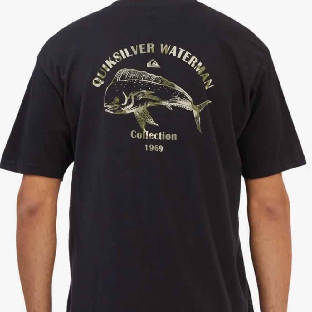 Quiksilver Waterman Black Tee with Fish Design